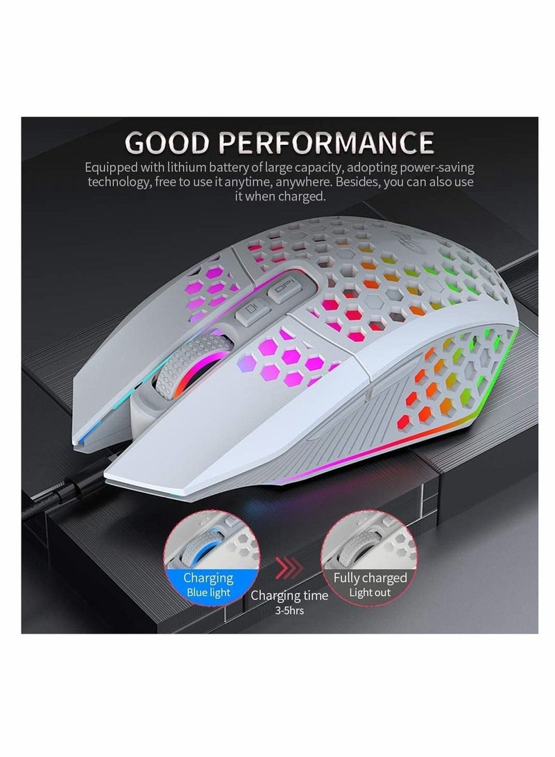 Mouse, Wireless Gaming Mouse Lightweight Rechargeable USB with 8 keys Back-to-desktop Button 3 Adjustable DPI Levels 4 Modes