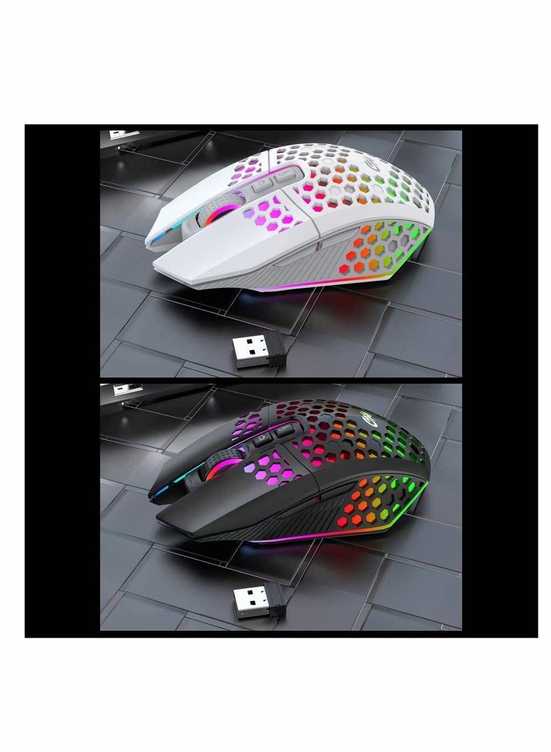 Mouse, Wireless Gaming Mouse Lightweight Rechargeable USB with 8 keys Back-to-desktop Button 3 Adjustable DPI Levels 4 Modes