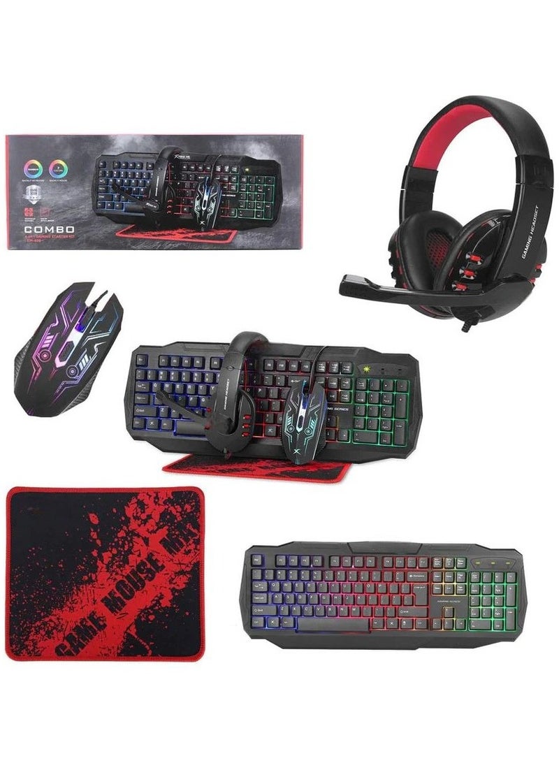 CM-406 4 in 1 Gaming Combo  RGB Gaming Keyboard with Mouse, headphone