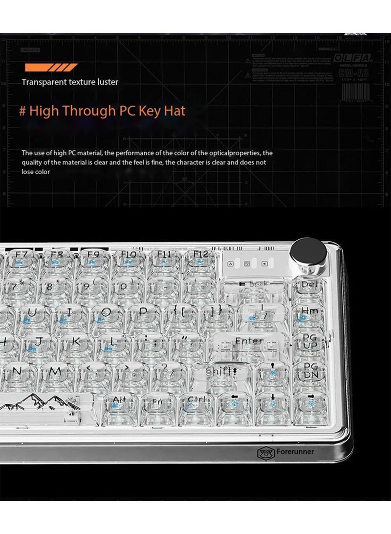 Bluetooth Wireless Keyboard Transparent RGB Mechanical Dual Mode Rechargeable USB Computer Programmable Keys Gaming Keyboard