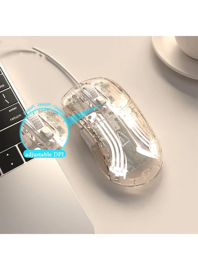 Bluetooth Wireless Mouse Transparent RGB Mechanical Dual Mode Rechargeable USB Computer Gaming Mouse