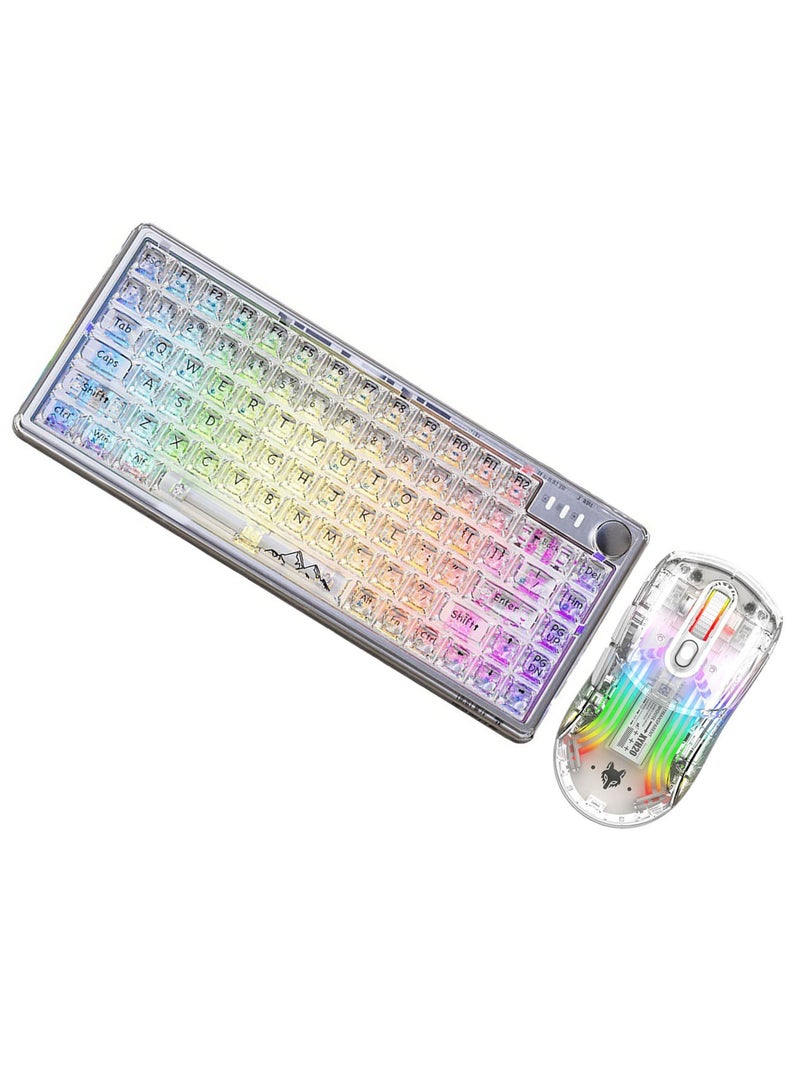 Wireless Keyboard and Mouse set Transparent RGB Mechanical Dual Mode Rechargeable USB Computer Gaming Keyboard Set