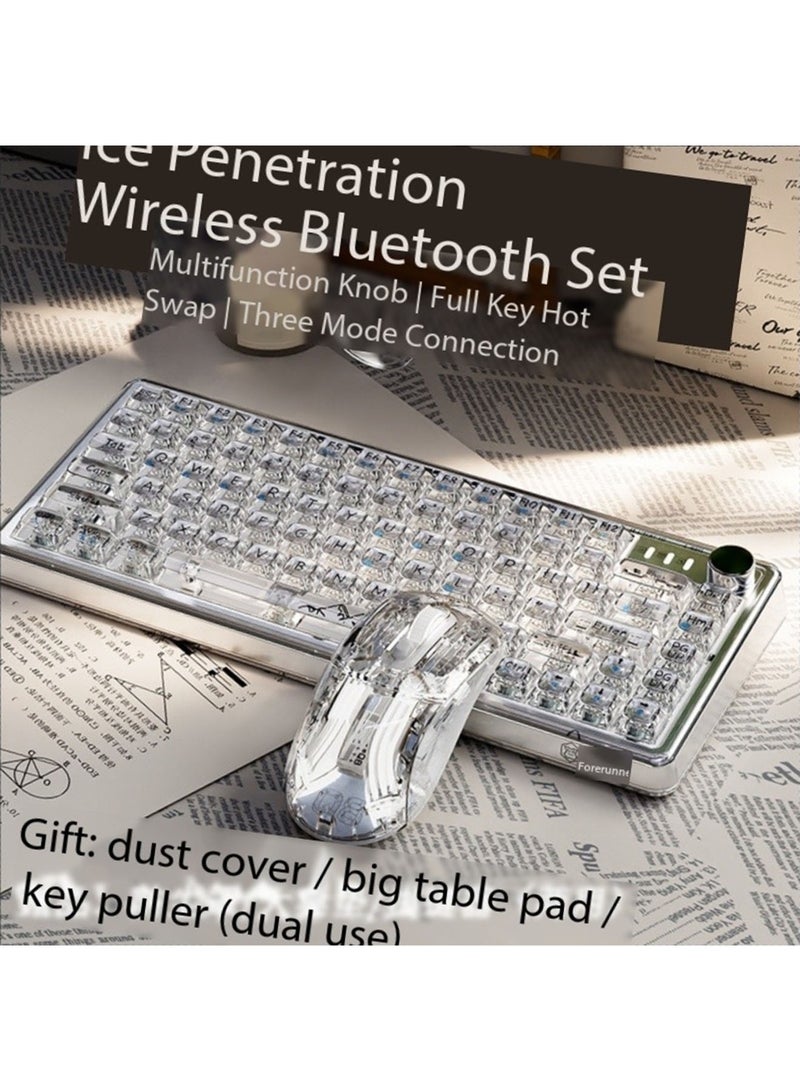 Wireless Keyboard and Mouse set Transparent RGB Mechanical Dual Mode Rechargeable USB Computer Gaming Keyboard Set