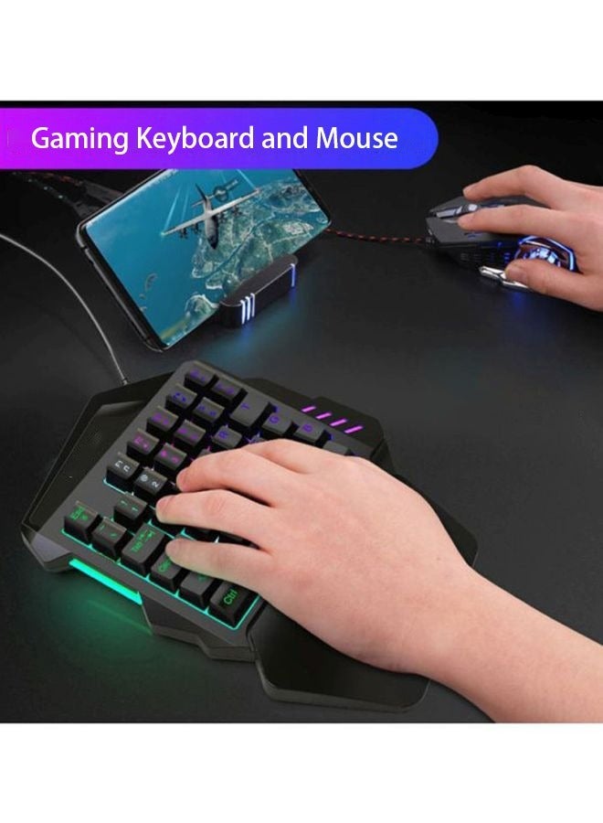 One Handed Wired Gaming Keyboard and Mouse Combo, Include Mini Feel Keyboard, Ergonomic Vertical Feel Small Wired Mouse