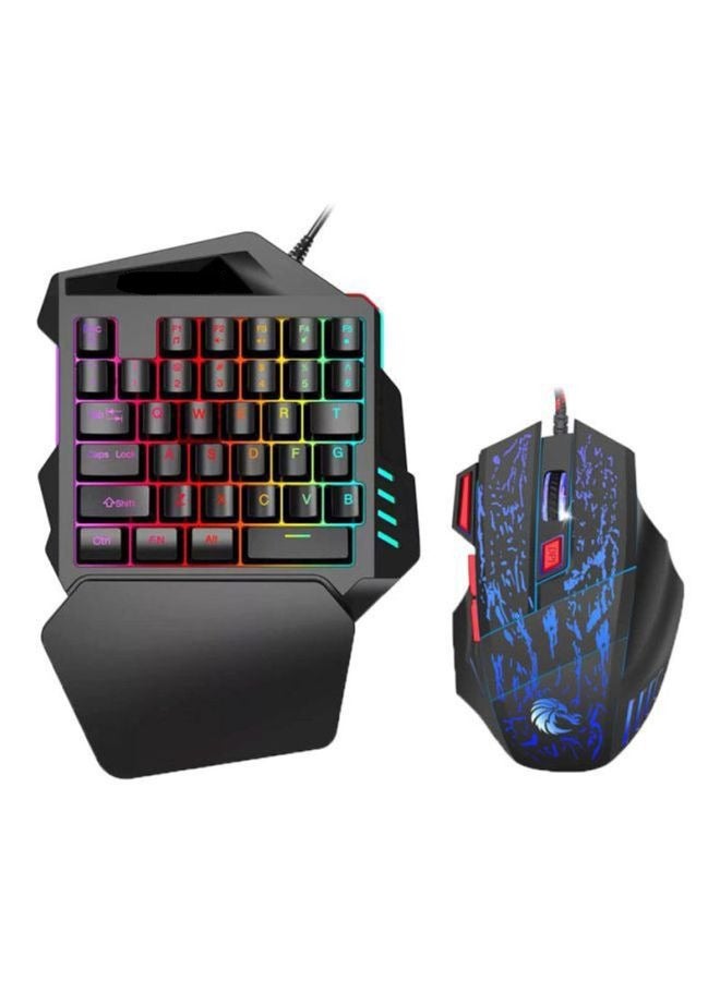 One Handed Wired Gaming Keyboard and Mouse Combo, Include Mini Feel Keyboard, Ergonomic Vertical Feel Small Wired Mouse