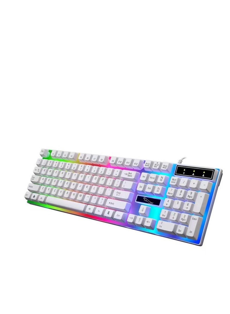 Wired gaming keyboard and mouse set white