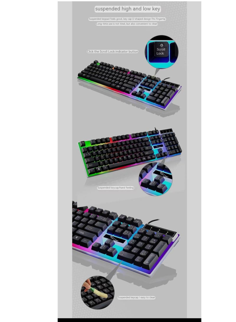 Wired gaming keyboard and mouse set black