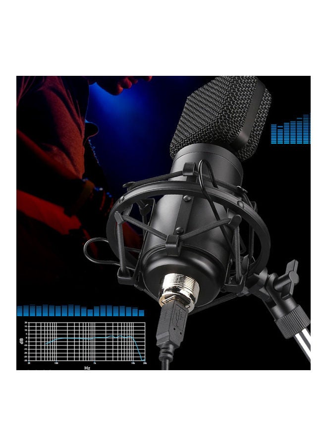 USB Condenser Cantilever Stand And Microphone Set Black