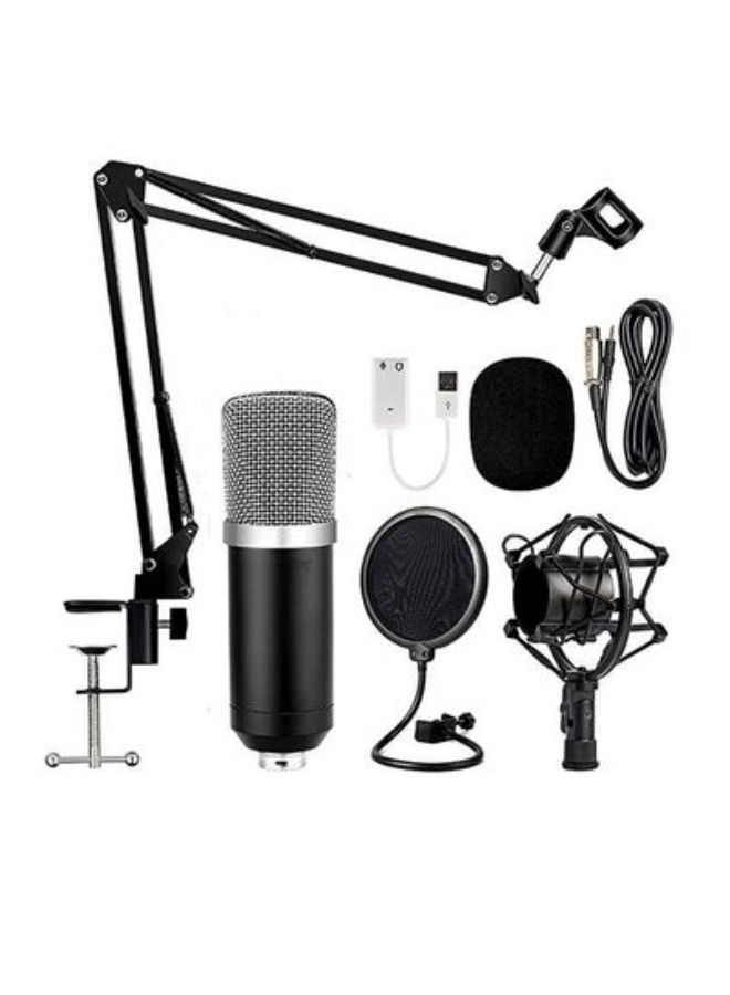 Professional Condenser Microphone Sound Recording Kit Black/Silver