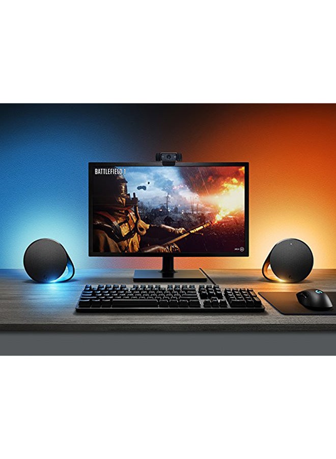 G560 PC Gaming Speaker System with 7.1 DTS:X Ultra Surround Sound, Game based LIGHTSYNC RGB, Two Speakers and Subwoofer, Immersive Gaming Experience -
