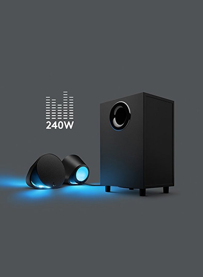 G560 PC Gaming Speaker System with 7.1 DTS:X Ultra Surround Sound, Game based LIGHTSYNC RGB, Two Speakers and Subwoofer, Immersive Gaming Experience -