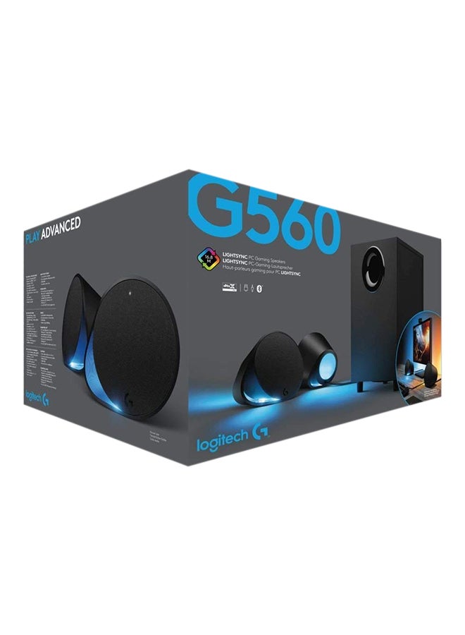 G560 PC Gaming Speaker System with 7.1 DTS:X Ultra Surround Sound, Game based LIGHTSYNC RGB, Two Speakers and Subwoofer, Immersive Gaming Experience -