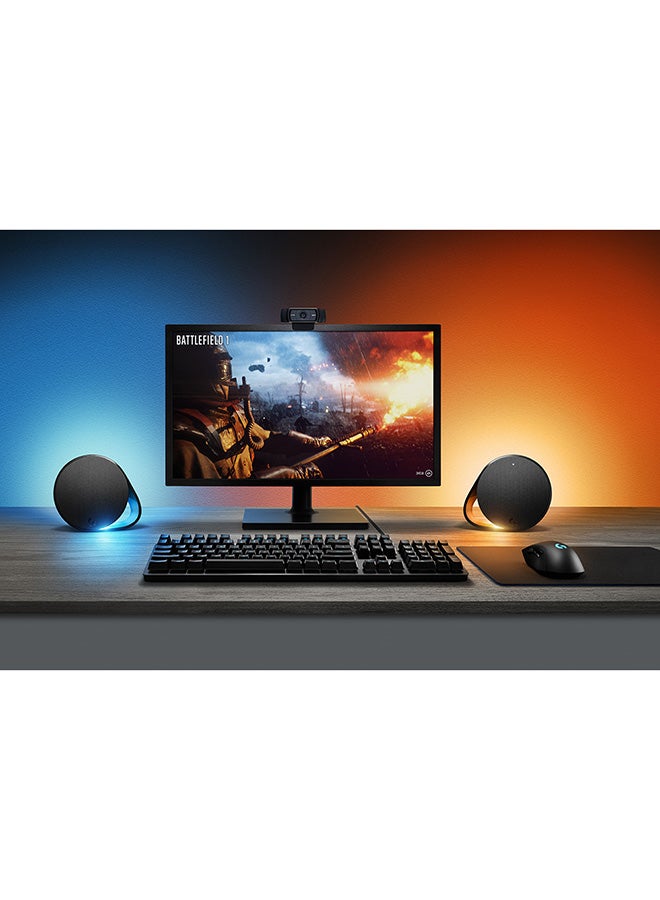 G560 PC Gaming Speaker System with 7.1 DTS:X Ultra Surround Sound, Game based LIGHTSYNC RGB, Two Speakers and Subwoofer, Immersive Gaming Experience -