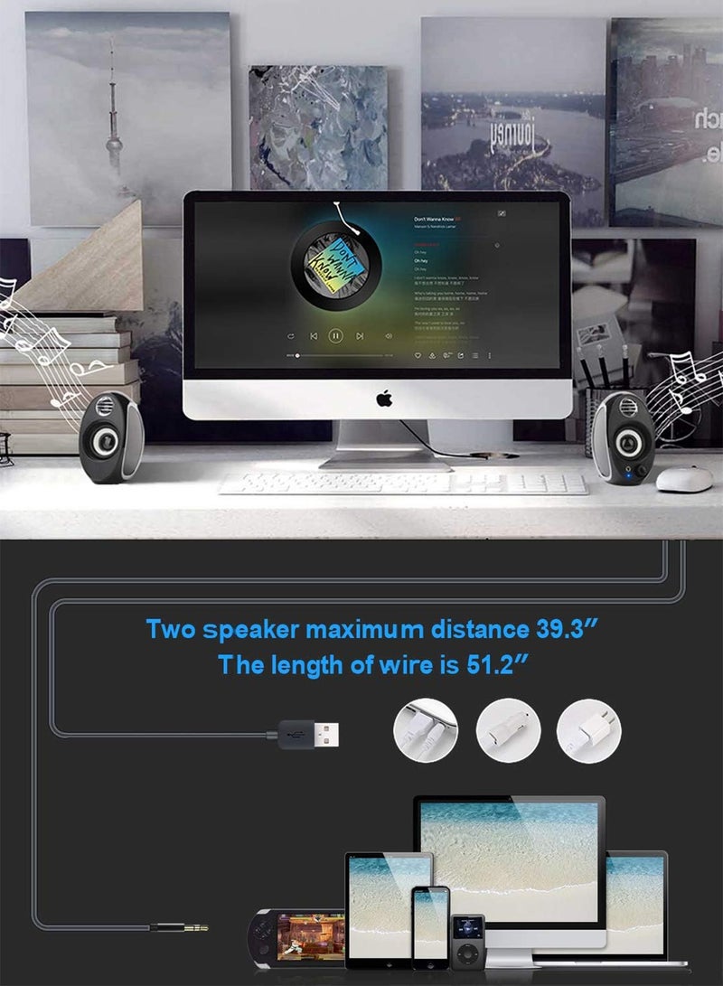 Computer Speakers for Desktop, PC Powered Speaker, USB Powered Monitor Speakers for Computer/TV/Laptop/Gaming (10W)