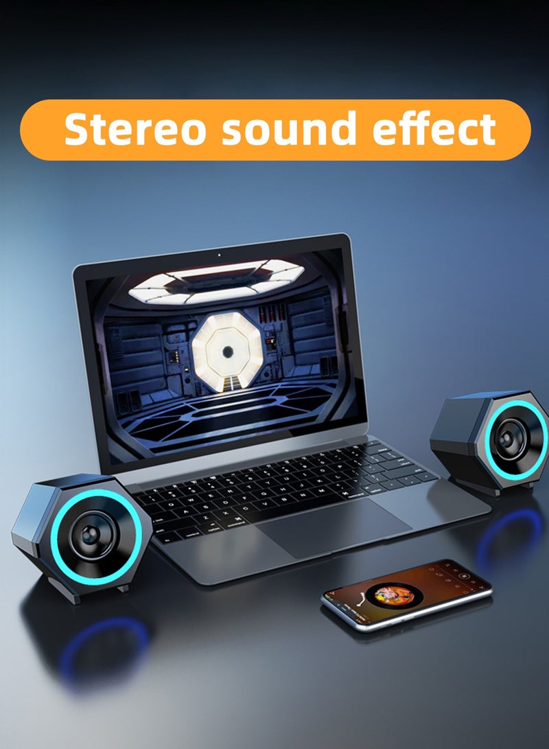 PC Speakers,USB Wired Subwoofer  Speakers, Computer PC Speakers Laptop Desktop Small Audio Speaker,USB Powered Computer Stereo Speaker for PCs,Desktop,Computer,Laptop