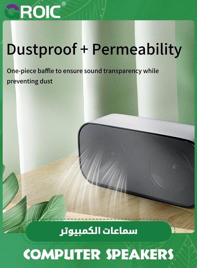 Black Computer Speaker for Desktop, Wired PC Speaker, Portable USB Speaker for Laptop, Plug and Play, Sound-bar for Office, Home and Gaming