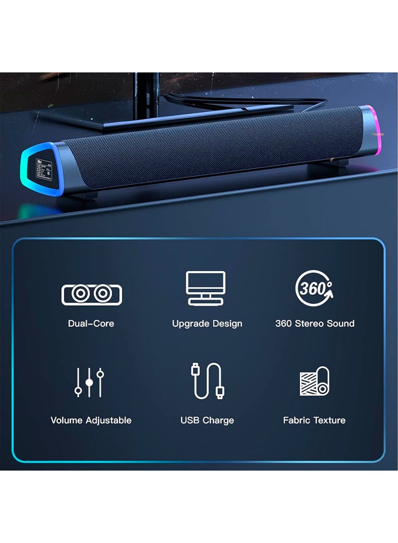 Bluetooth Speaker, Portable Wireless Speaker with LED Light, Dual Speaker Desktop Audio subwoofer Antimagnetic Speaker, for for Outdoor, Home, Party, Beach, Travel