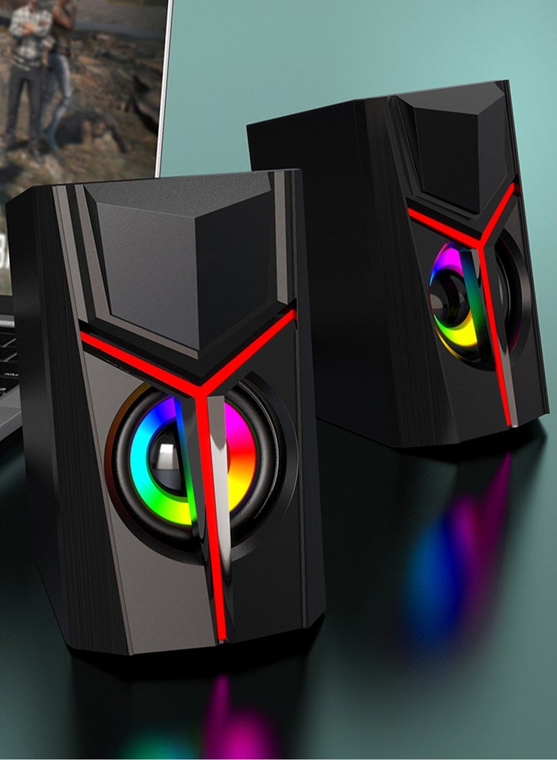 Stereo Speakers,Desktop PC Speakers, PC Gamer Speakers,10W Gaming Desktop PC Speaker for Mobile MP3 Party,Gift for Home Travel Office Party Laptop