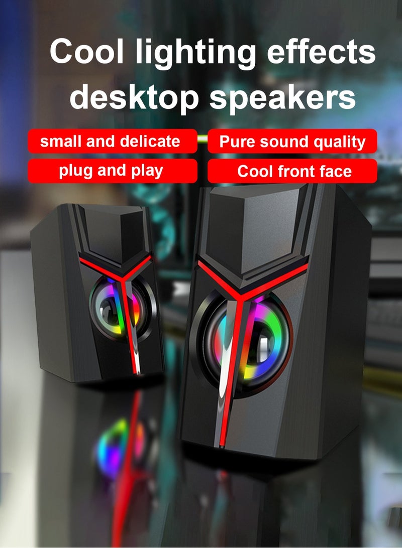 Stereo Speakers,Desktop PC Speakers, PC Gamer Speakers,10W Gaming Desktop PC Speaker for Mobile MP3 Party,Gift for Home Travel Office Party Laptop