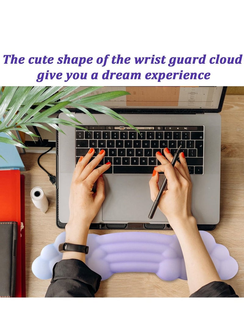 Keyboard Cloud Wrist Rest, Ergonomic Support, High Density Memory Foam with Non Slip Base, Support for Home Office, Computer, Laptop, Gaming, Purple