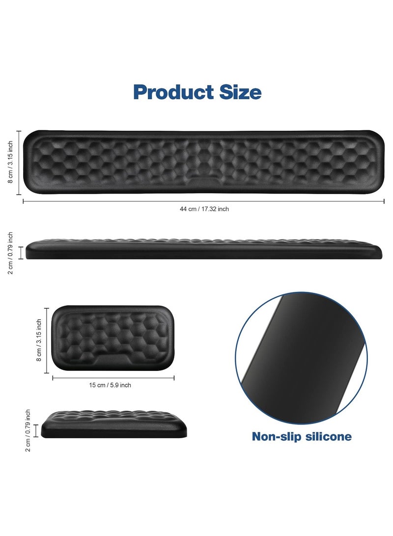 Keyboard Wrist Rest Keyboard Pad Enlarge Gel Memory Foam Set Keyboard Rest Cushion Support for Office Computer Laptop Comfortable Lightweight for Easy Typing Pain Relief