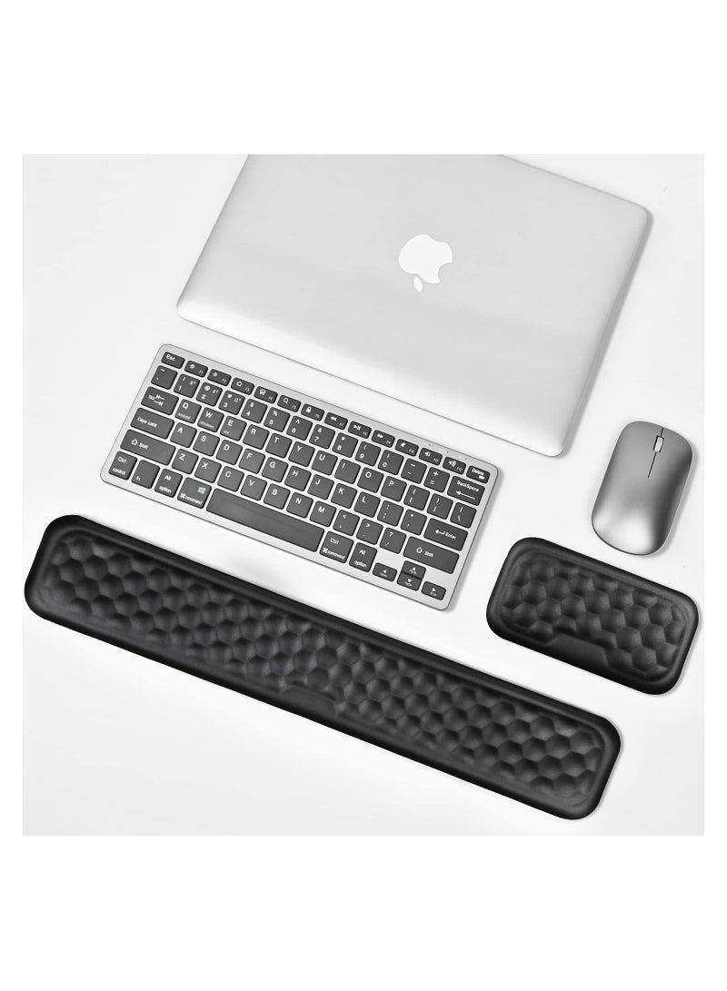Keyboard Wrist Rest Keyboard Pad Enlarge Gel Memory Foam Set Keyboard Rest Cushion Support for Office Computer Laptop Comfortable Lightweight for Easy Typing Pain Relief