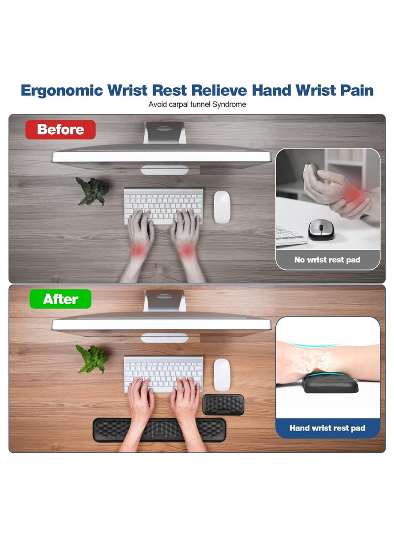 Keyboard Wrist Rest Keyboard Pad Enlarge Gel Memory Foam Set Keyboard Rest Cushion Support for Office Computer Laptop Comfortable Lightweight for Easy Typing Pain Relief
