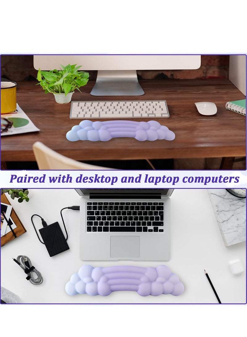 Keyboard Cloud Wrist Rest, Ergonomic Support, High Density Memory Foam with Non Slip Base, Support for Home Office, Computer, Laptop, Gaming, Purple