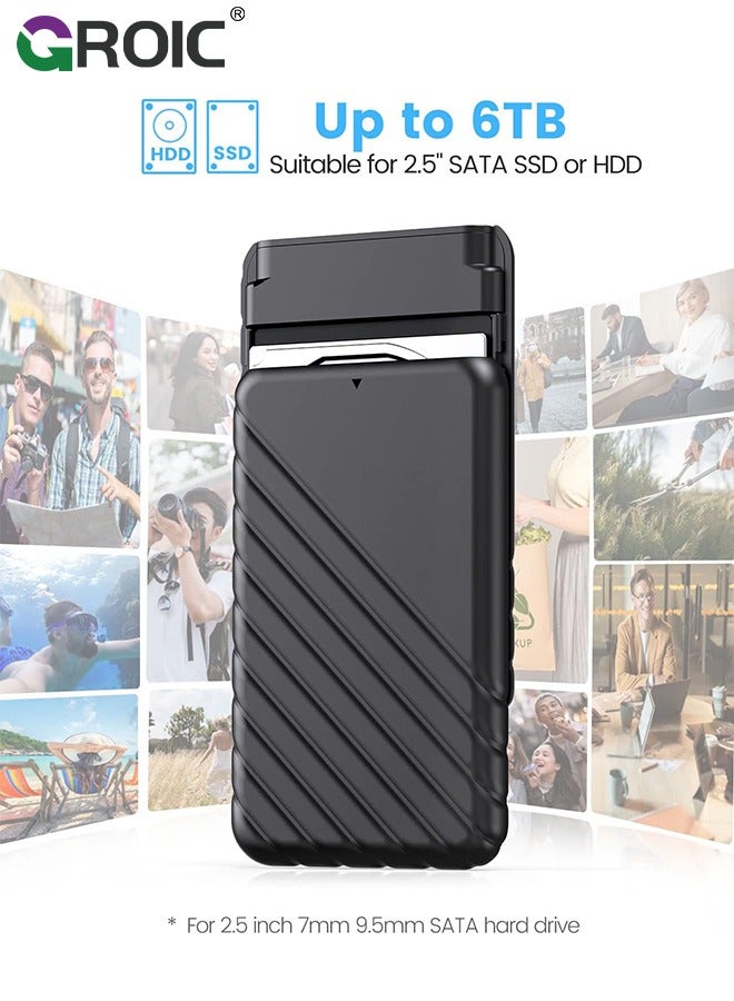2.5 Inch Hard Drive Black Enclosure USB 3.0 to SATA 5Gbps for 7-9.5mm SSD HDD External Hard Drive Disk Case Support UASP Trim Tool