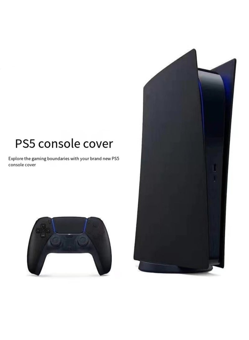 PS5 panel with cooling vent, scratch and dust protection for disc version, PS5 cover plate, advanced ABS replacement housing for PS5 disc version (black)