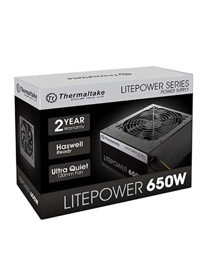 Litepower 650W Power Supply, Non Modular, ATX 2.3 & EPS, Active-PFC, PSU, 12cm, EU/Non, 80PLUS Black