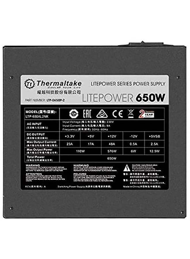 Litepower 650W Power Supply, Non Modular, ATX 2.3 & EPS, Active-PFC, PSU, 12cm, EU/Non, 80PLUS Black