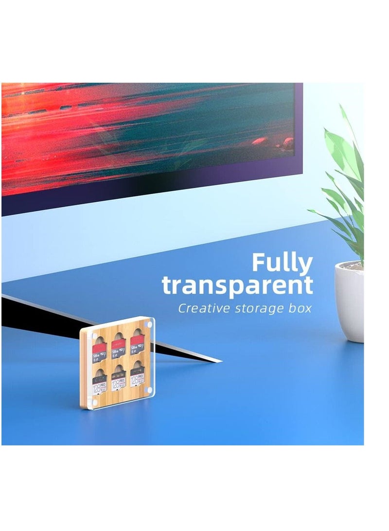 6 Slots SD Card Case, Bamboo Magnetic Closure TF Card Holder, for TF Card MSD Memory Card Storage Box Holder Storage