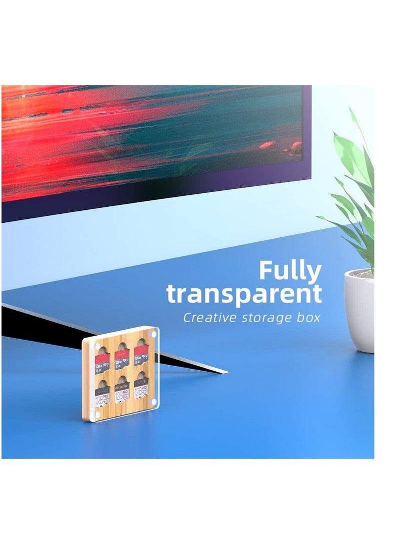 6 Slots SD Card Case, Bamboo Magnetic Closure TF Card Holder, for TF Card MSD Memory Card Storage Box Holder Storage
