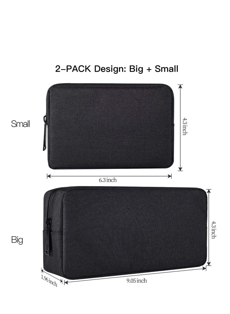 Universal Electronics Accessories Organizer, 2pack Portable Soft Carrying Storage Case Bag for Charger Usb Cables Memory Cards Earphone Flash Hard