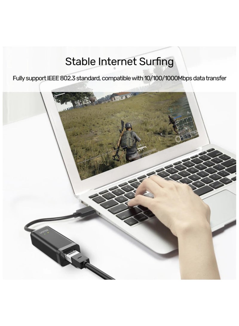 USB 3.0 to Gigabit Ethernet Adapter in Black