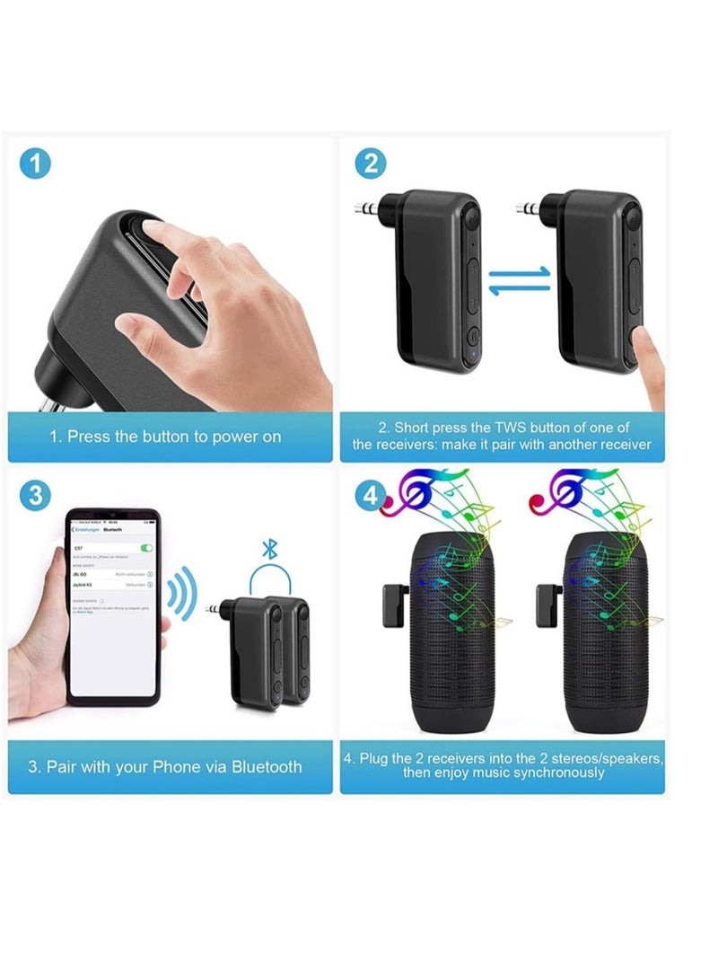 Bluetooth 5.3 AUX Adapter for Car, 3.5mm Auxiliary Wireless Audio Receiver, Bluetooth Receiver for Car Music/Hands-Free Calling, 12H Battery Life, for Car/Home Stereo (1 Pcs)