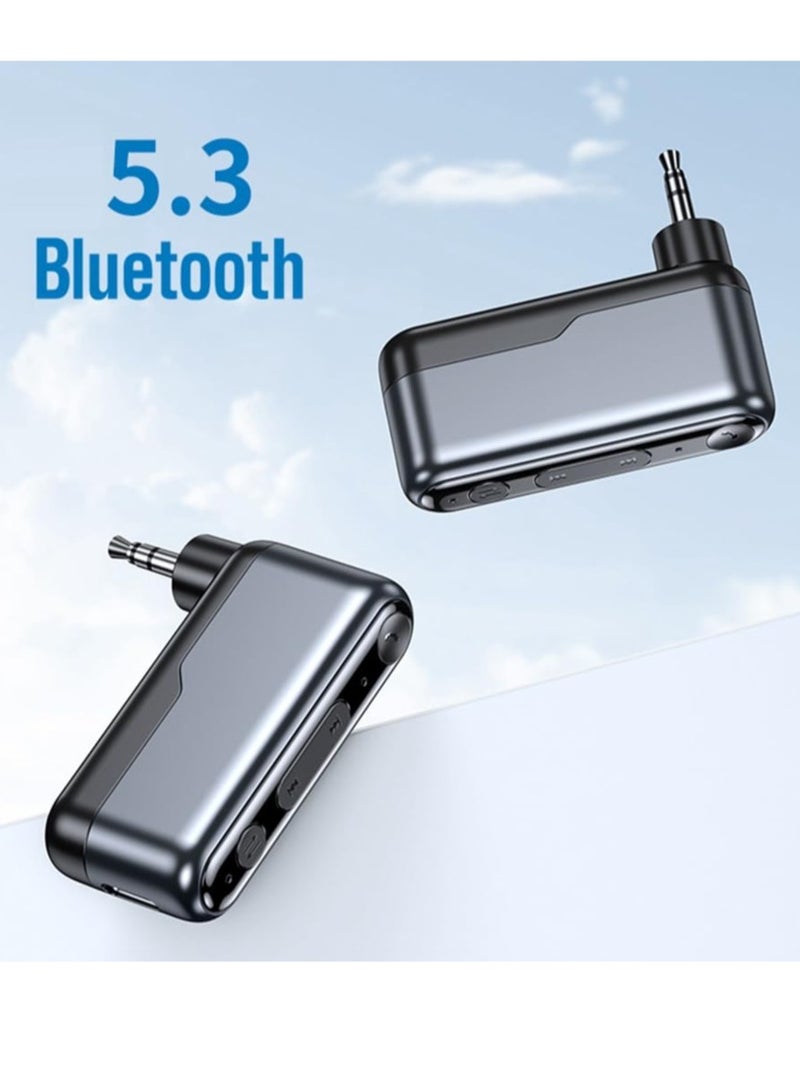 Bluetooth 5.3 AUX Adapter for Car, 3.5mm Auxiliary Wireless Audio Receiver, Bluetooth Receiver for Car Music/Hands-Free Calling, 12H Battery Life, for Car/Home Stereo (1 Pcs)