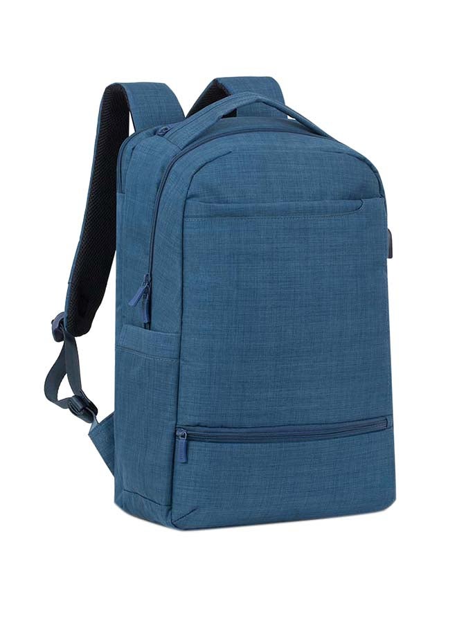 Solid Pattern Laptop Backpack Blue