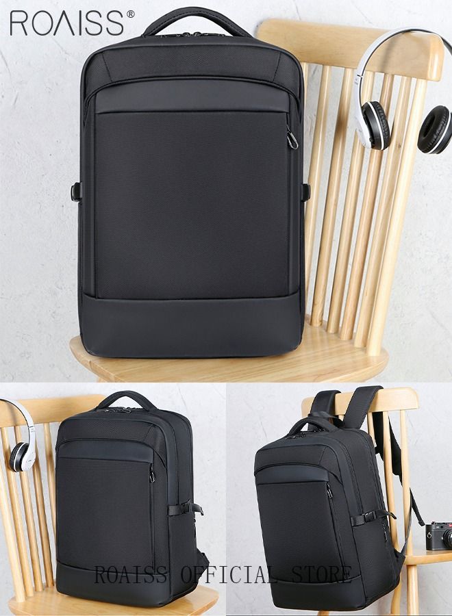 Large Capacity Business Backpack Waterproof Travel Backpack College School Computer Backpack Simple Leisure Daypack for Men Women Fits 15.6 Inch Notebook Black