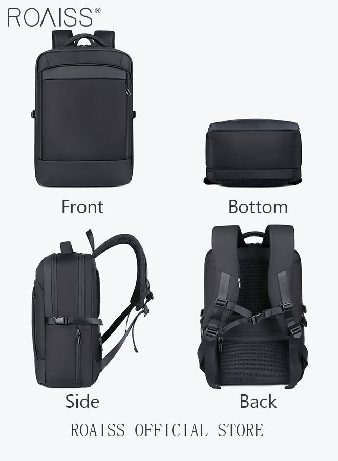 Large Capacity Business Backpack Waterproof Travel Backpack College School Computer Backpack Simple Leisure Daypack for Men Women Fits 15.6 Inch Notebook Black