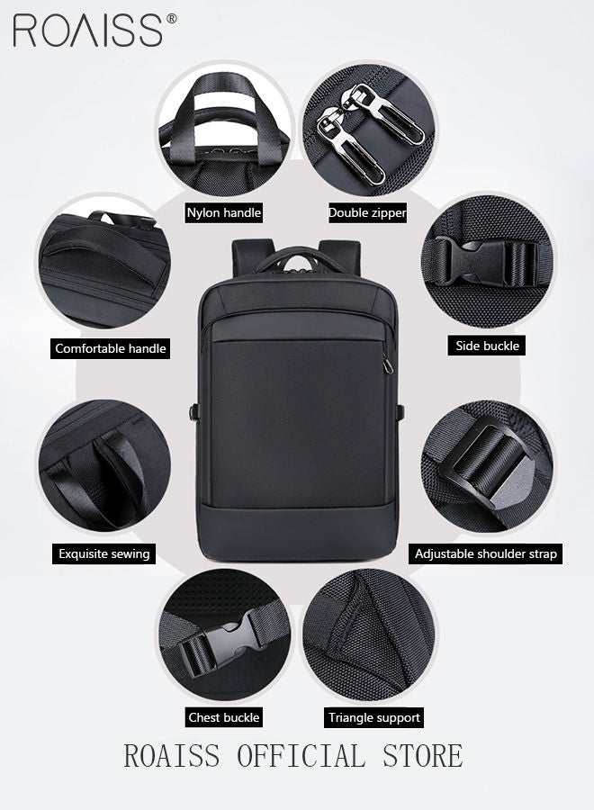 Large Capacity Business Backpack Waterproof Travel Backpack College School Computer Backpack Simple Leisure Daypack for Men Women Fits 15.6 Inch Notebook Black