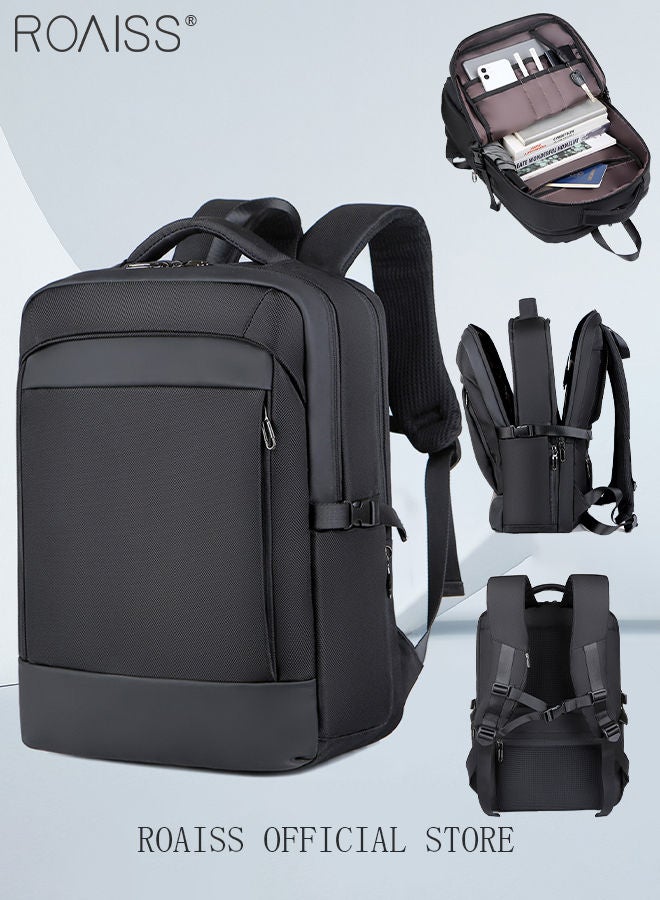 Large Capacity Business Backpack Waterproof Travel Backpack College School Computer Backpack Simple Leisure Daypack for Men Women Fits 15.6 Inch Notebook Black