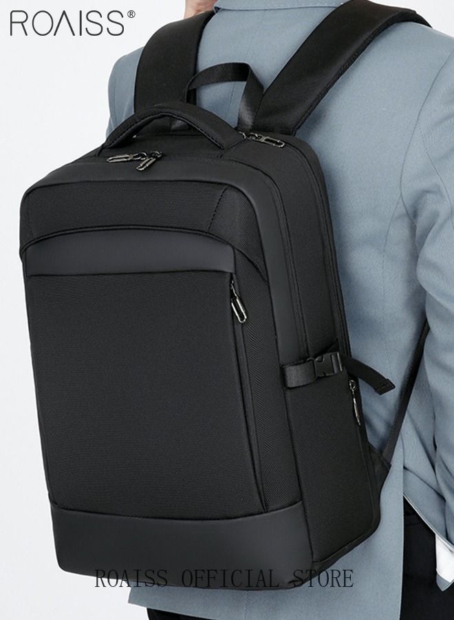 Large Capacity Business Backpack Waterproof Travel Backpack College School Computer Backpack Simple Leisure Daypack for Men Women Fits 15.6 Inch Notebook Black