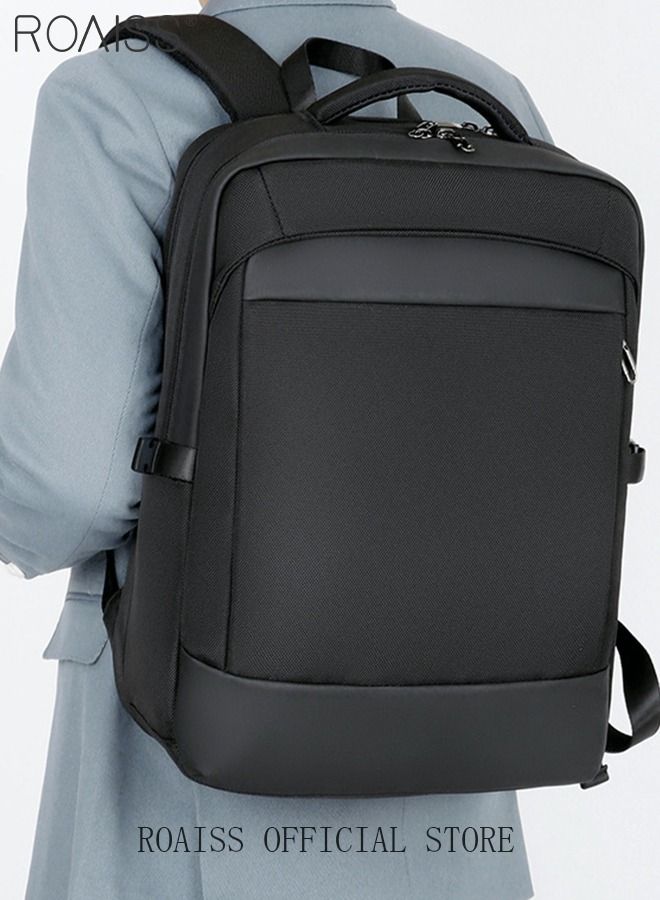 Large Capacity Business Backpack Waterproof Travel Backpack College School Computer Backpack Simple Leisure Daypack for Men Women Fits 15.6 Inch Notebook Black