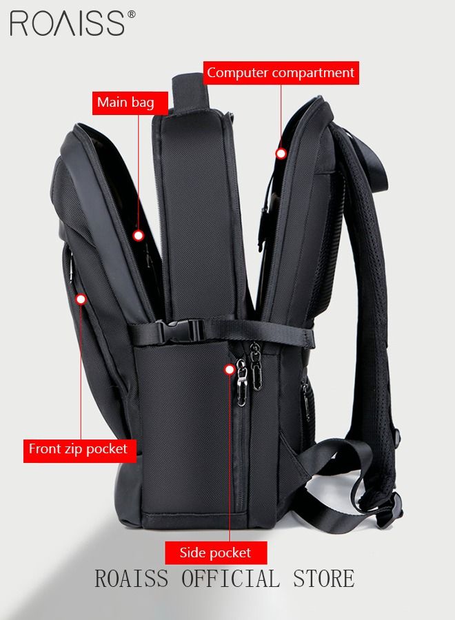 Large Capacity Business Backpack Waterproof Travel Backpack College School Computer Backpack Simple Leisure Daypack for Men Women Fits 15.6 Inch Notebook Black