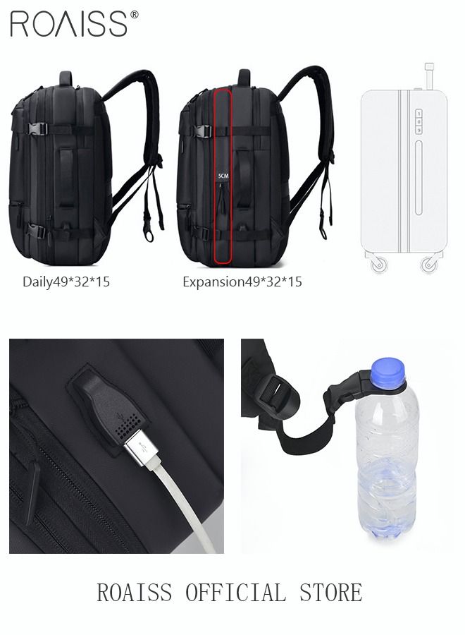 Fits 17 Inch Laptop Backpack Business Backpack 3 in 1 Scalable Capacity College Bookbag For Work School Travel Flight with USB Port Waterproof Casual Computer Daypack for Men