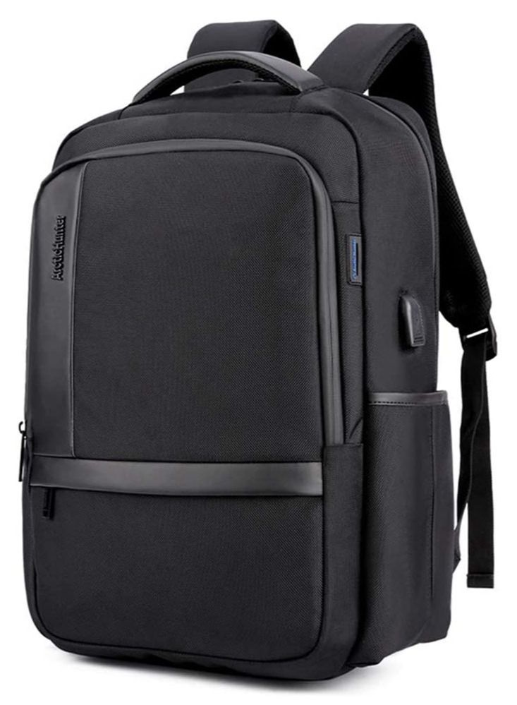 Classic Travel Laptop Backpack, School Bag with USB Charging Port and Laptop Compartment for Men,Black