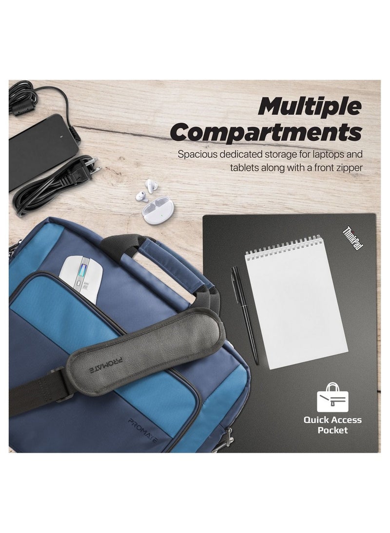 Messenger Bag, Lightweight 15.6-Inch Laptop Bag With Secure Zippers, Water-Resistance, Luggage Belt, Front Pocket And Multiple Compartments