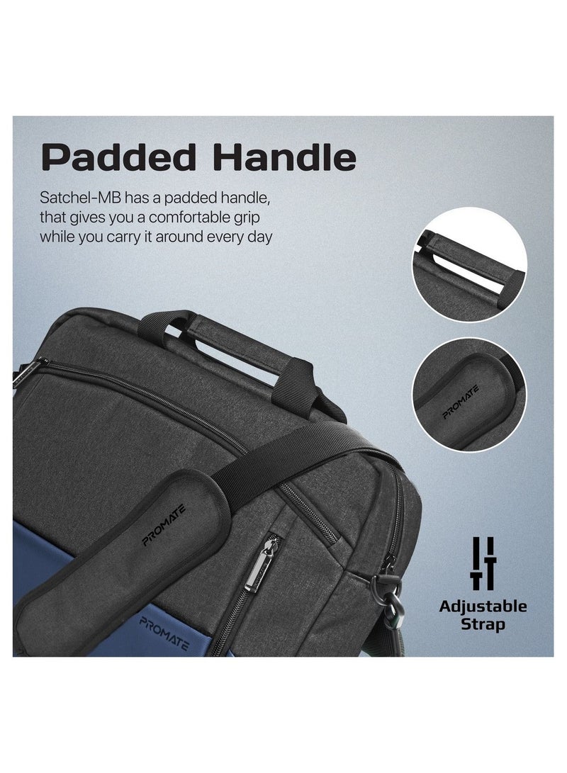 Messenger Bag, Lightweight 15.6-Inch Laptop Bag With Secure Zippers, Water-Resistance, Luggage Belt, Front Pocket And Multiple Compartments
